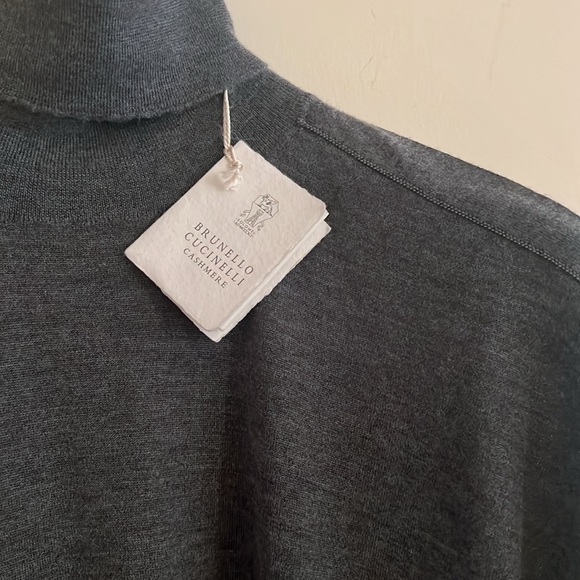 NWT Brunello Cucinelli Cashmere Sweater Turtleneck Italy Size M Monili Sleeve - Picture 13 of 13